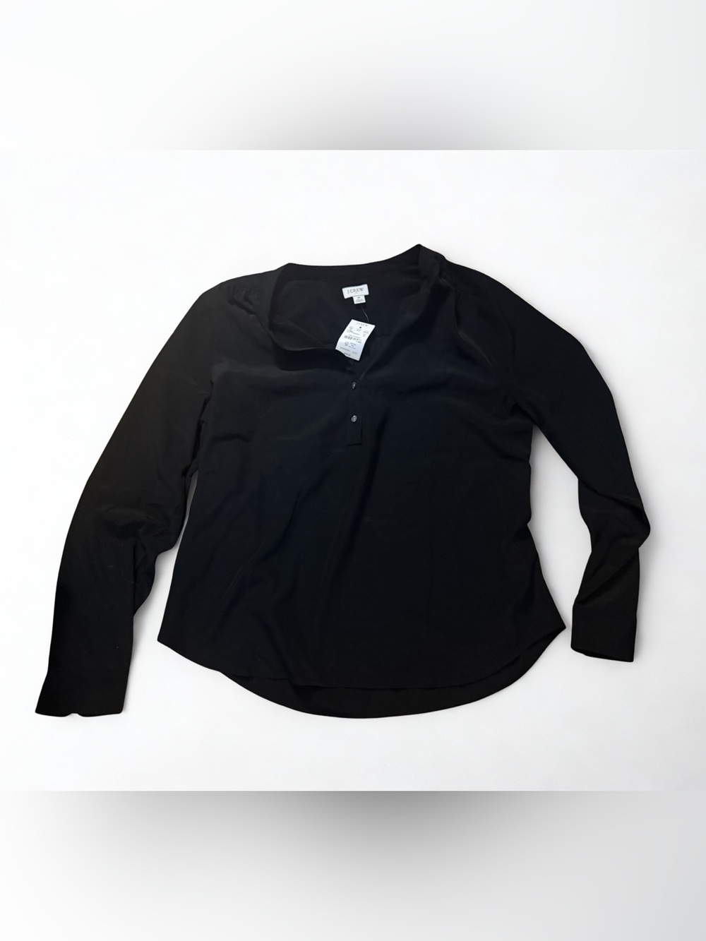 NWT J.Crew Black Long Sleeve Popover Blouse Top Women’s Medium